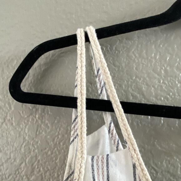 Moon River Maxi Dress Small Cream Striped Sleeveless Button Up Pockets - Picture 4 of 12
